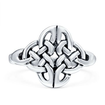 Celtic Ring Oxidized Band Solid 925 Sterling Silver Thumb Ring (14mm)